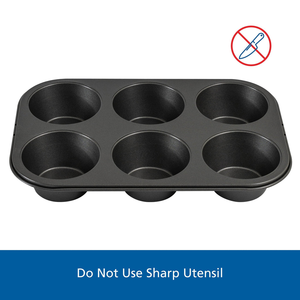 Mainstays 6 Cup Jumbo Muffin Pan, Non-Stick Bakeware,3.4 inch Diameter Cups,Gray,Carbon Steel - Image 6
